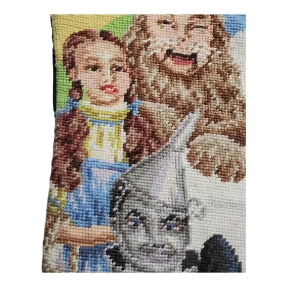 Rare Wizard Of Oz Needlepoint Christmas Stocking Wool Rainbow Dorothy Holiday 18 - Picture 5 of 14